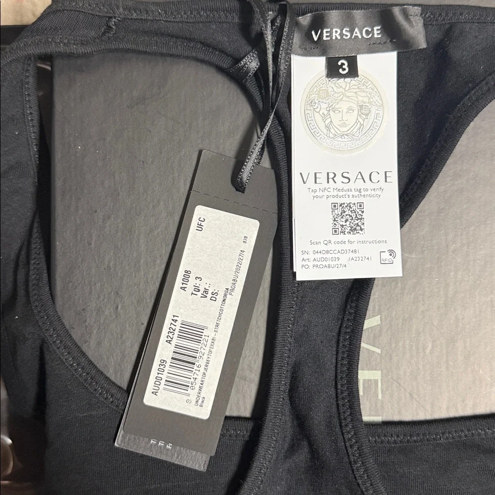 NWT Versace Black and Gold Greca Cotton Bra size L - Picture 4 of 5